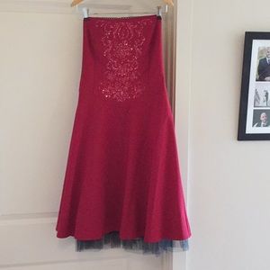 Red Vintage Style Knee Length Dress